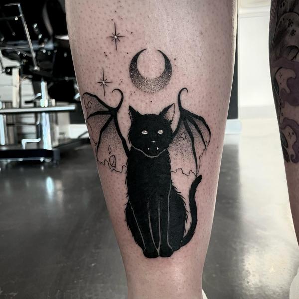 Bat cat tattoo