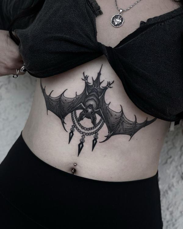 Bat sternum tattoo