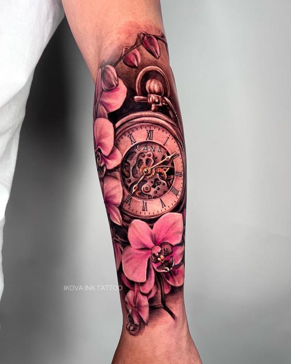 Clock and orchid