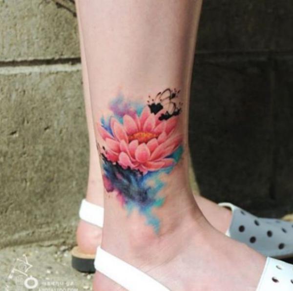 Colorful water lily on the ankle