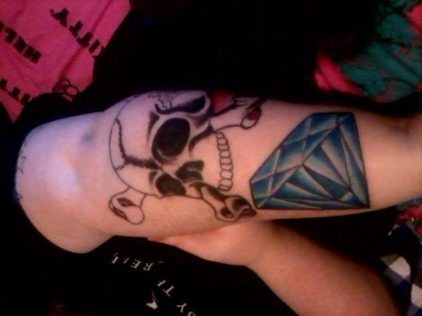Diamond and skull tattoo