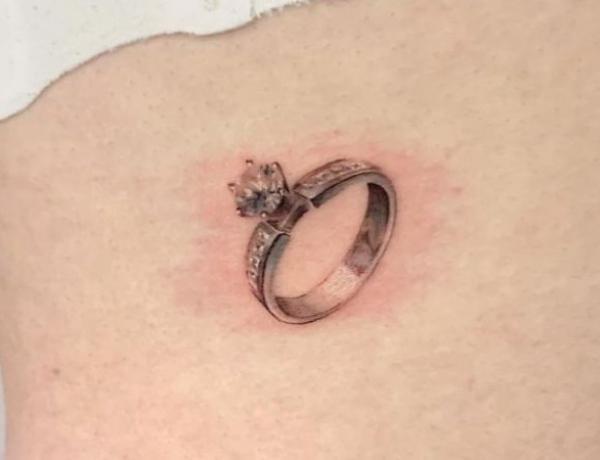 Diamond ring tattoo