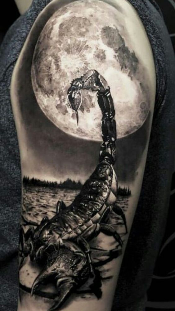 Scorpion tattoo on thigh