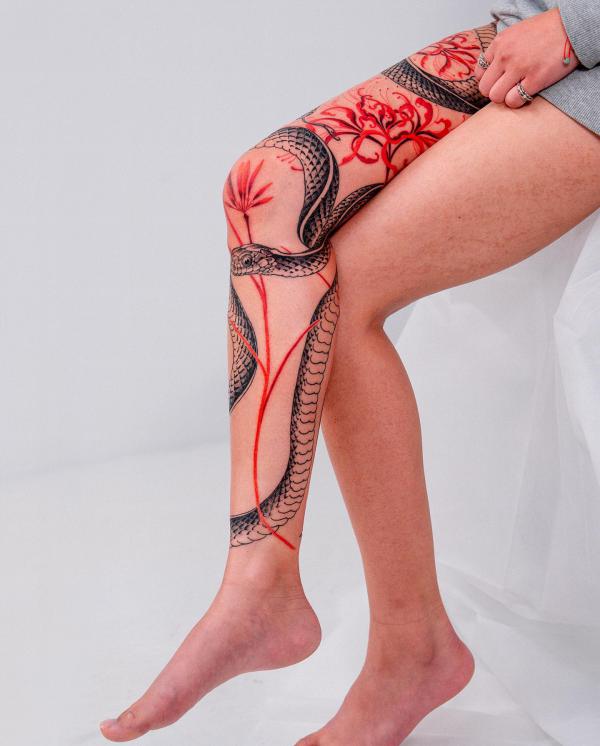 Female Japanese dragon tattoo