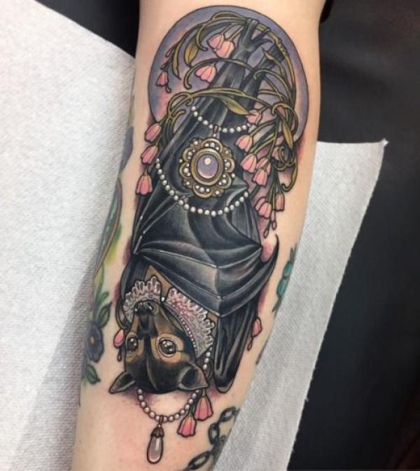 Hanging bat and lily of the valley