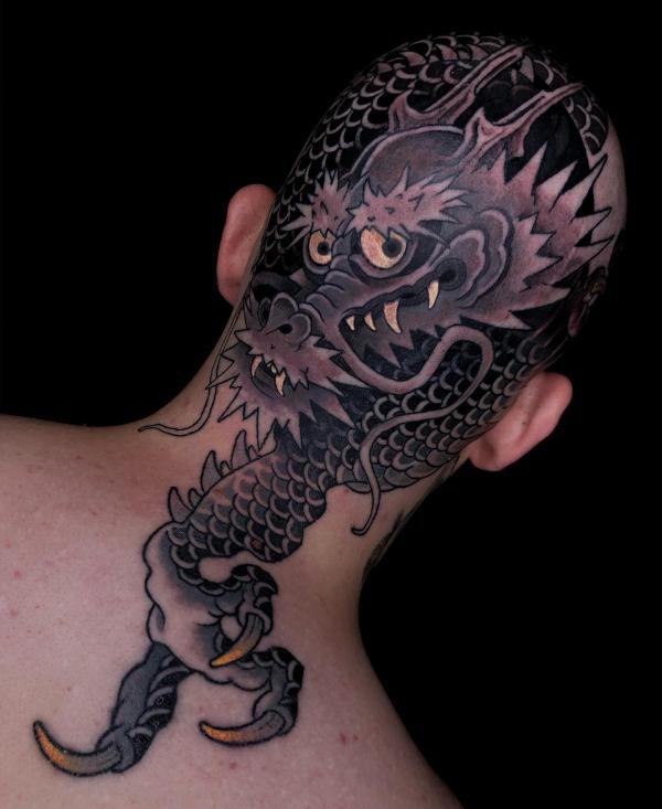 Japanese dragon head tattoo