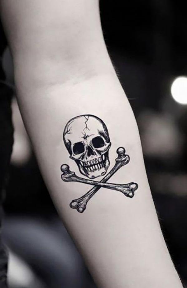 Jolly roger forearm tattoo