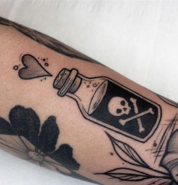 Jolly roger symbol in a magic bottle