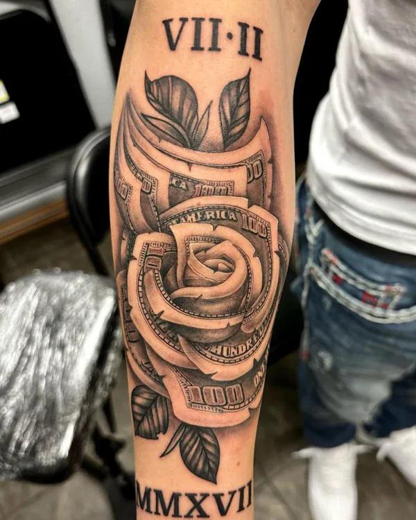 Aggregate more than 67 100 dollar bill rose tattoo latest  thtantai2