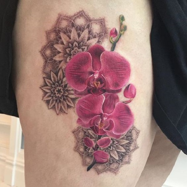 Orchid mandala tattoo
