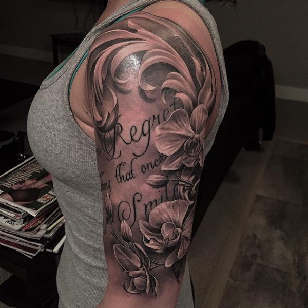 Orchid with quotes Never regret the moments that once made you smile