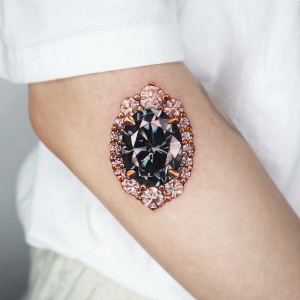 Realistic diamond tattoo