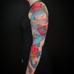 Ryu and peony sleeve tattoo