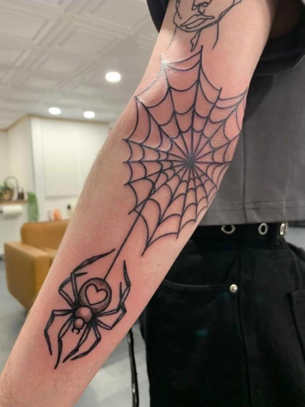 Spider Web Elbow Temporary Tattoo  TattooIcon