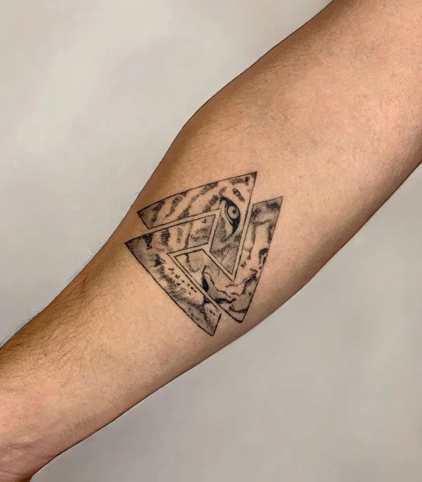 Valknut Tiger Eye Tattoo