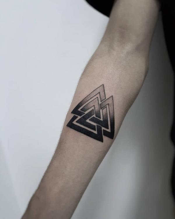 Valknut tattoo on forearm