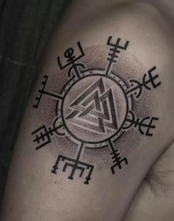 Vegvisir and Valknut Tattoo
