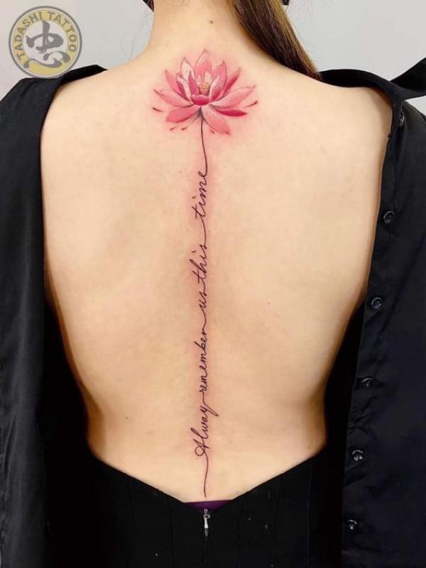 Water lily with a quote along spine Always remember us this time