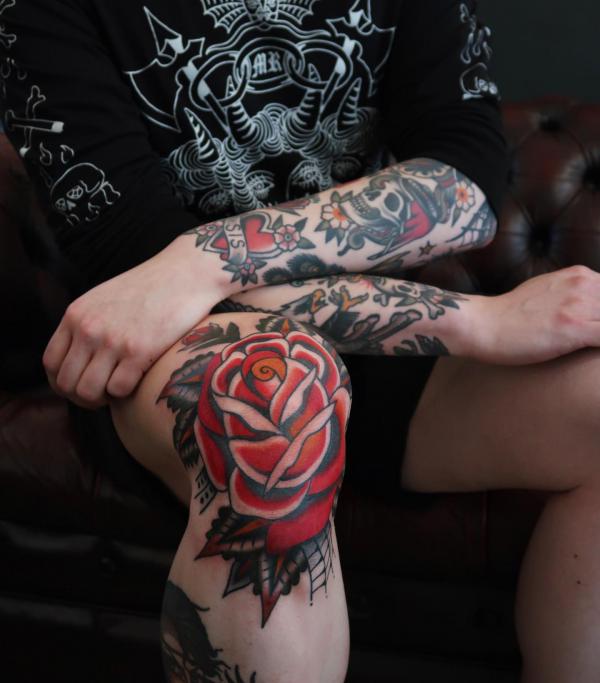 American traditional rose tattoo