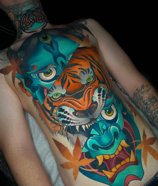 Blue oni and tiger face