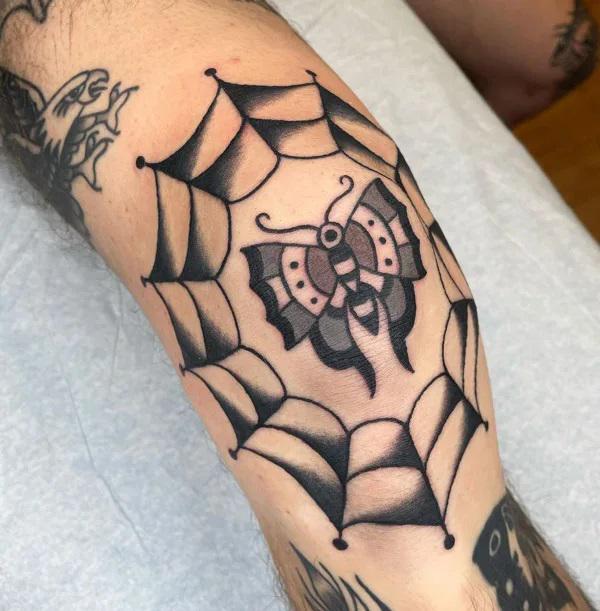 Butterfly and spider web