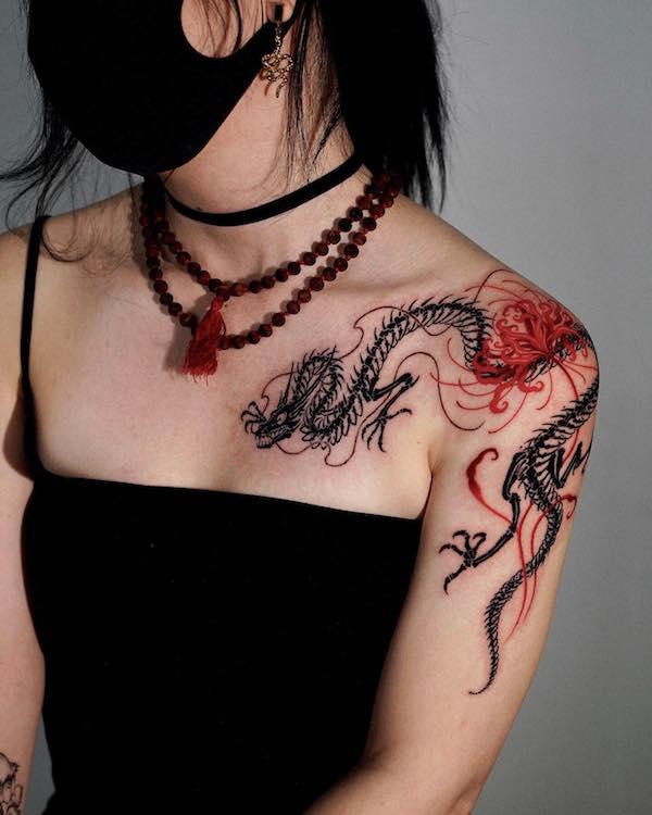 Tattoo uploaded by Tattoodo • Chinese dragon tattoo by Rodrigo Navarro  #RodrigoNavarro #dragontattoos #dragontattoo #dragon #mythicalcreature  #myth #legend #magic #fable • Tattoodo