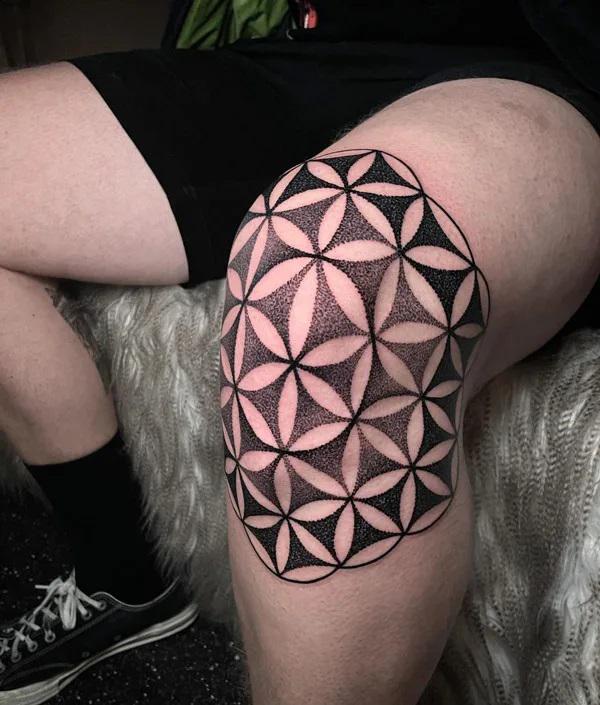 Flower of life knee tattoo