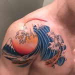 Great wave shoulder tattoo
