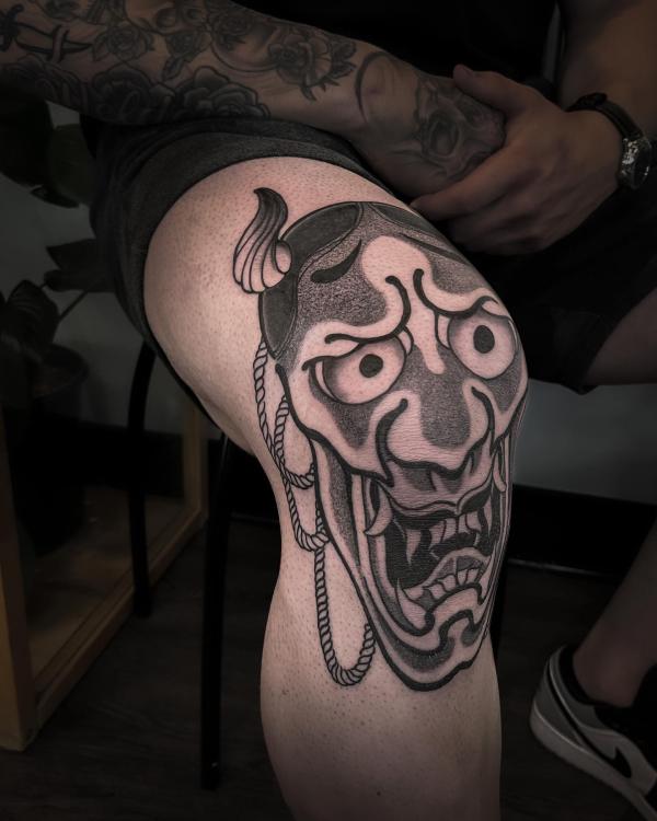 Japanese Oni mask tattoo