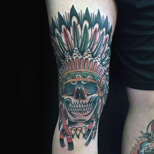 Native American Indian chief Skull tattoo