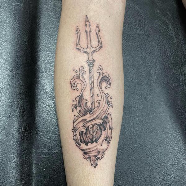 Ocean trident tattoo