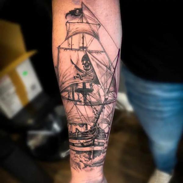 Buy Pirate Shipold Mapanchor Tattoo Design White Background Online in  India  Etsy