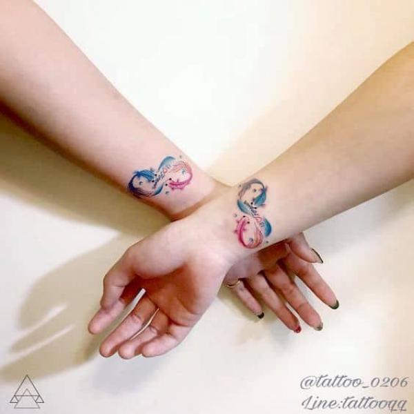 Pisces fish infinity wrist matching tattoos