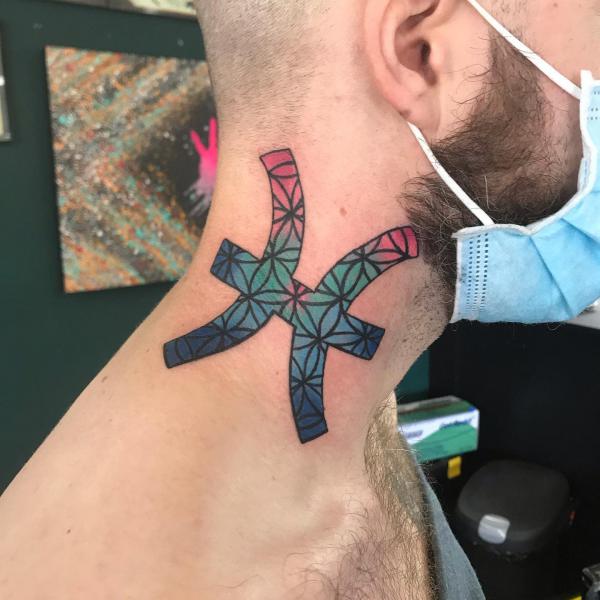 Pisces glyph with seed of life pattern