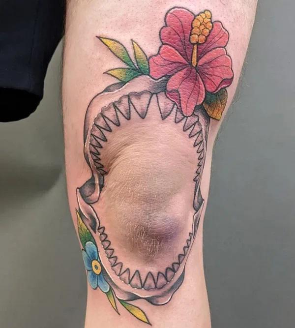 Shark jaw with flowers