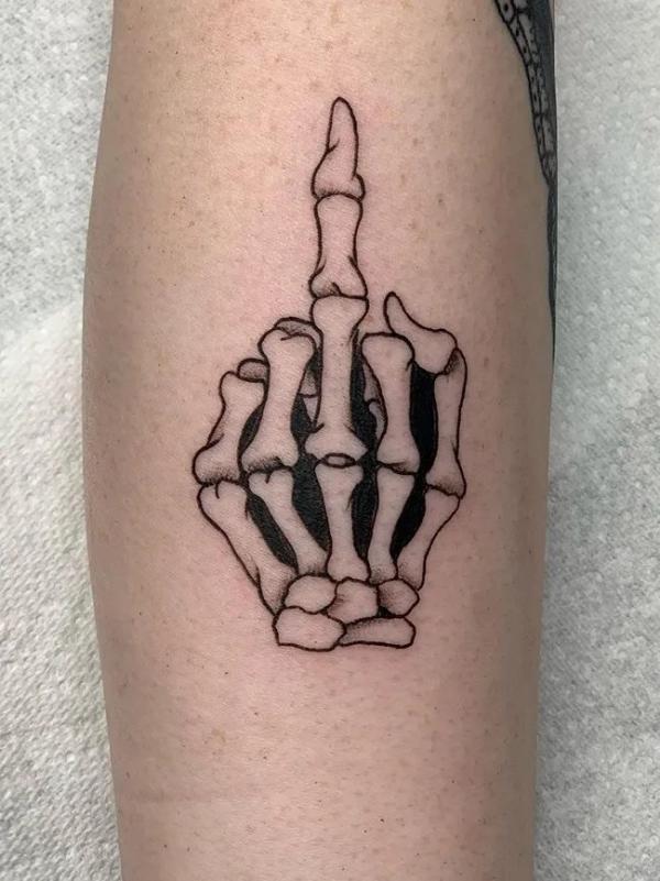 Skeleton hand middle finger