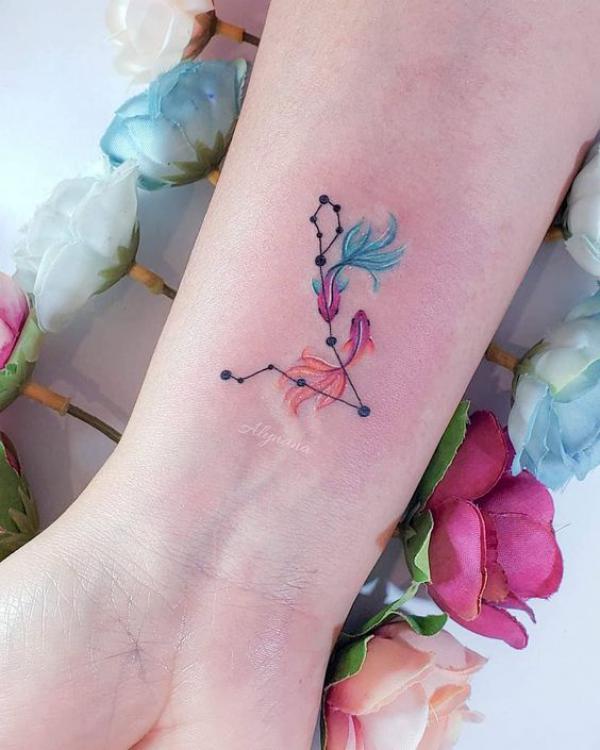 Buy Pisces Horoscope Flower Tattoo Tattoo Design and Tattoo Online in India   Etsy