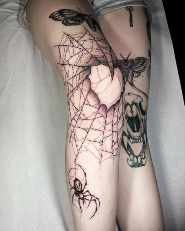 Spider web with negative space heart