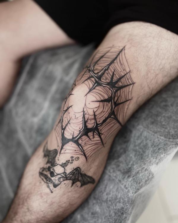 Thorn with spider web 