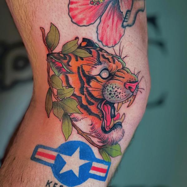 Traditional tiger head tattoo