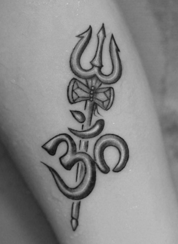 Trident with Om symbol tattoo