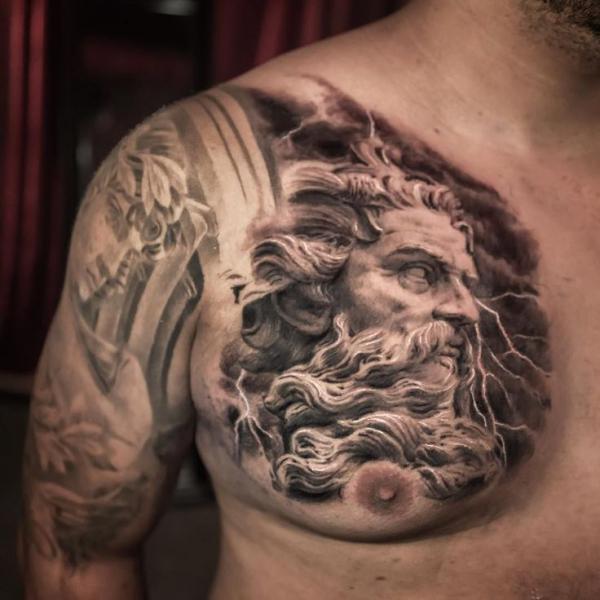 Zeus chest tattoo for men