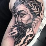 Zeus holding lightning bolt tattoo