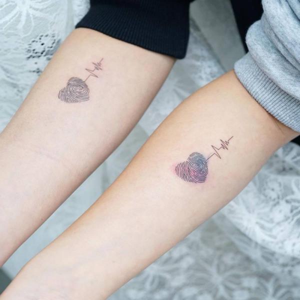 fingerprint heart beat tattoos