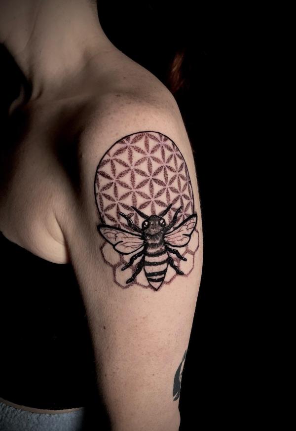 Bee on the Flower of Life