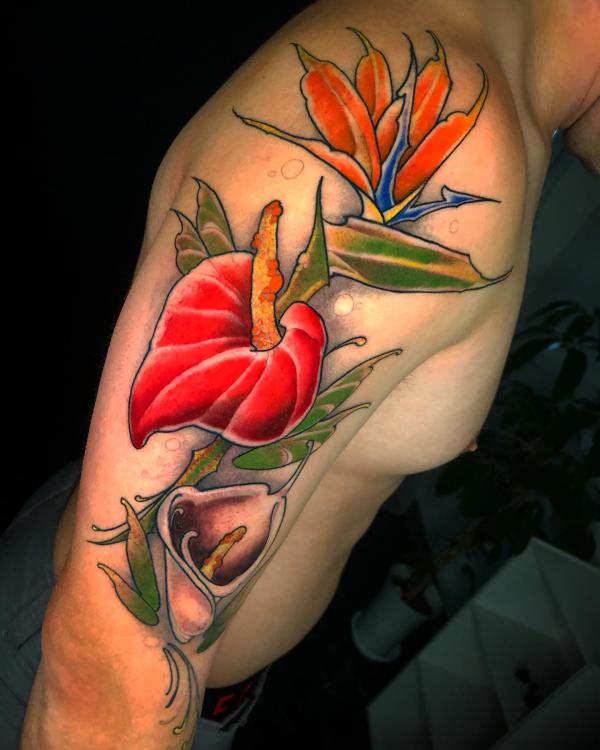 Bird of paradise and calla lily