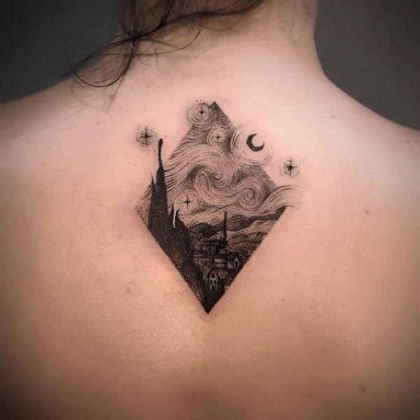 Black and grey Starry night