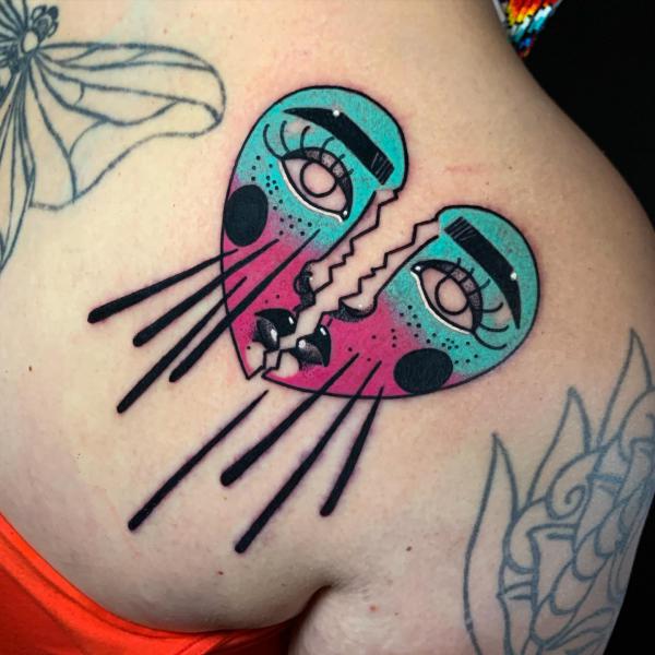 Broken heart with eyes