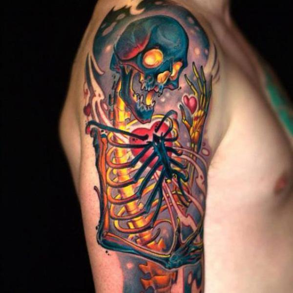 Colorful skeleton with heart inside