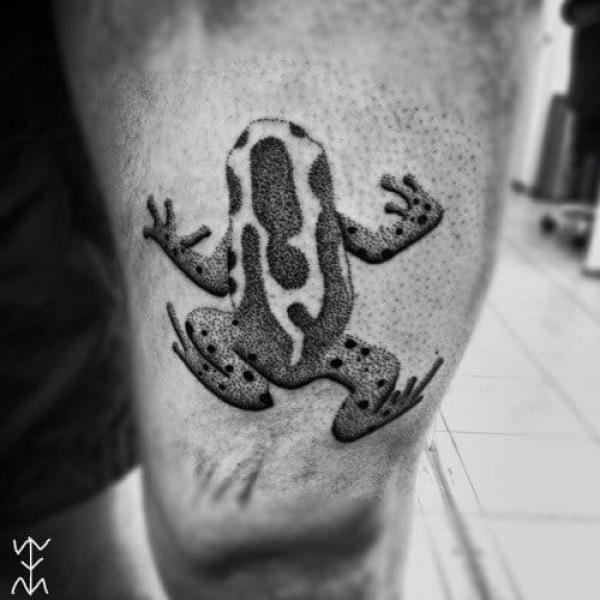 Dotwork frog tattoo